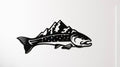 Steel Trout with Mountain Sign – Handcrafted Metal, 27"x9"
