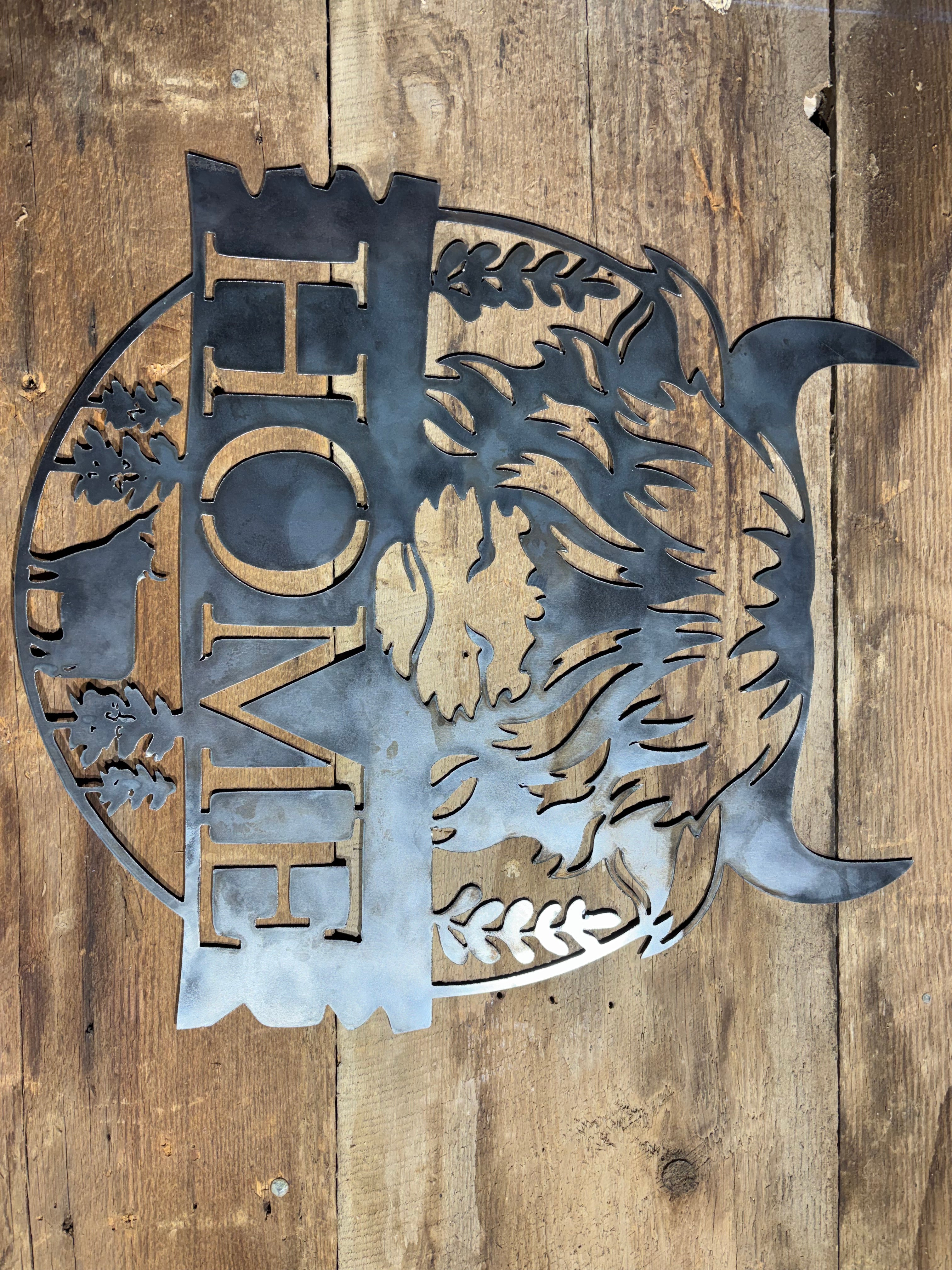 Highland Cow Welcome Sign – Handcrafted Metal Sign, 18"