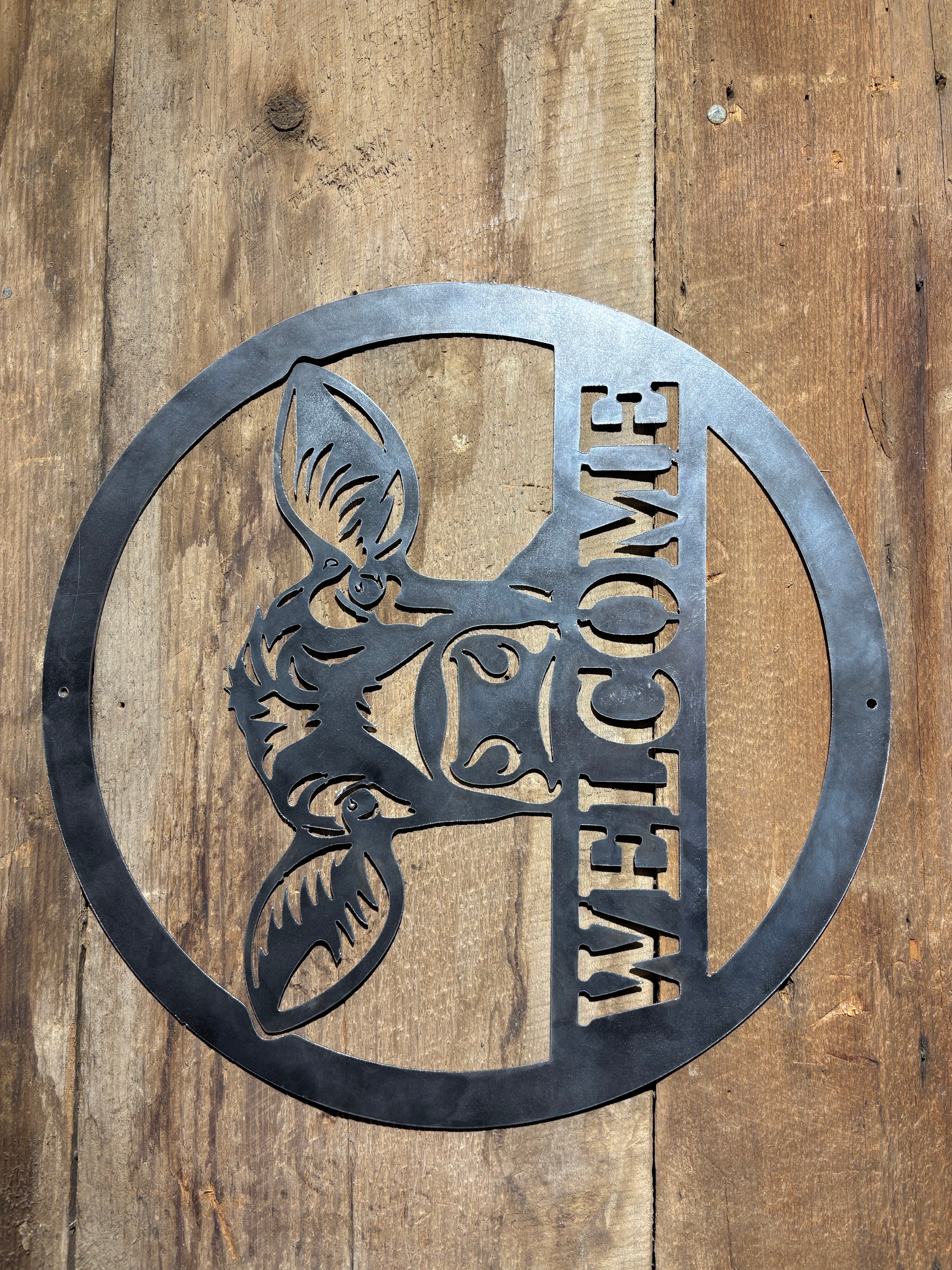 Cow Welcome Sign – Handcrafted Metal Sign, 18"