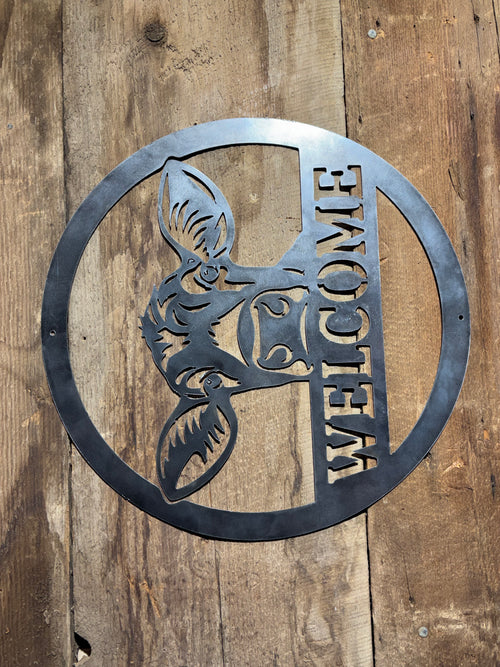 Cow Welcome Sign – Handcrafted Metal Sign, 18"