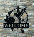 Hummingbird Welcome Sign – Handcrafted Metal Sign, 22"