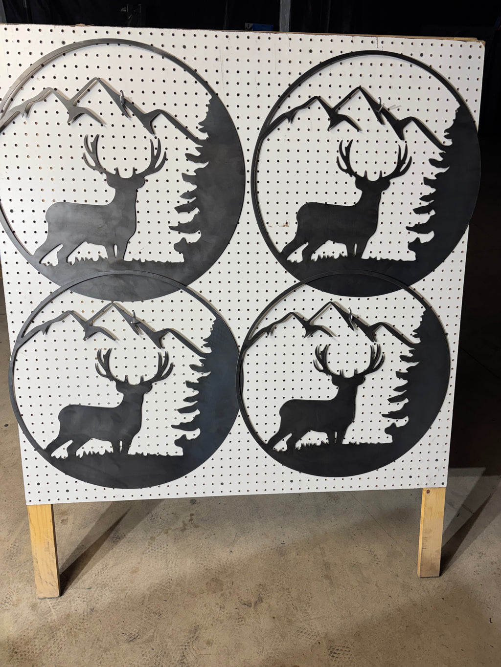 Deer with Mountains Metal Sign – Handcrafted, 27"